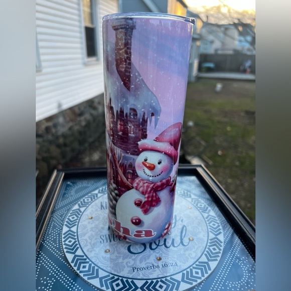 Pink tumbler Snowman - Picture 2 of 3